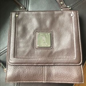 Tignanello Mocha Leather Crossbody Bag
